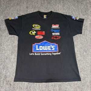 Vintage Jimmie Johnson 48 Lowe's NASCAR Racing T Shirt‎ Mens XL Black Cotton